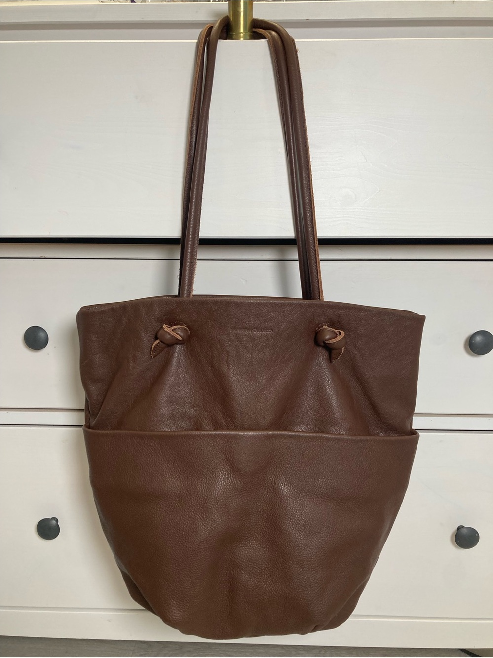Monserat De Lucca Chocolate Brown Genuine Cow Leather Boho Hobo Tote Bag Purse